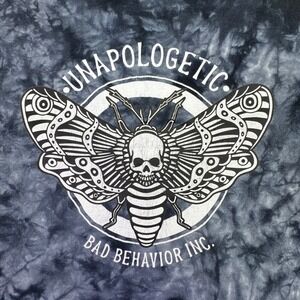 Bad Behavior Shirt Men's Size Small Grunge Death Moth Skull Tie-Dye Short Sleeve